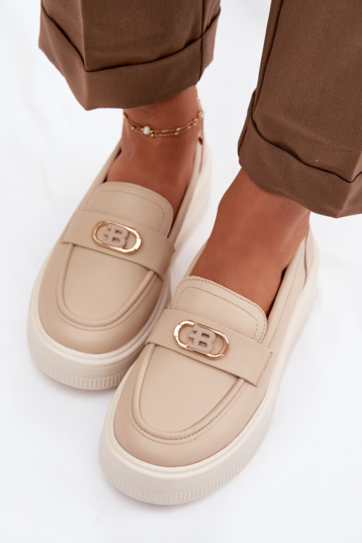 Peau Mocassins plateforme femme Vinceza 39974 beige