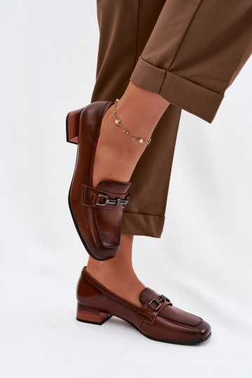 Dames leren schoenen met ornamenten Vinceza 39978 bruine kleur