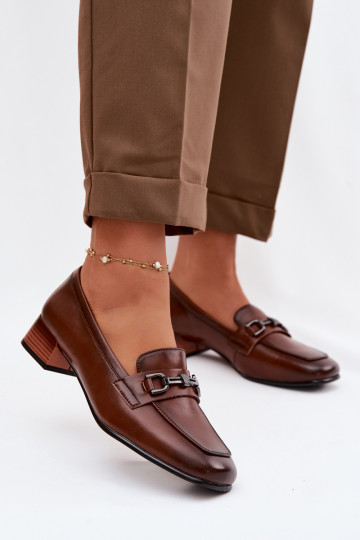 Leer schoenen Dames Op Klok met ornamenten Vinceza 39978 bruine kleur 2