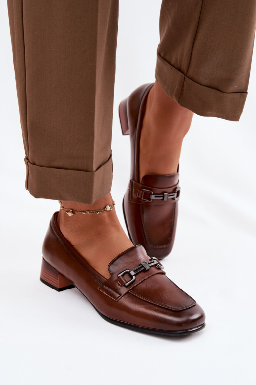 Haut Schuhe Feminin Klocke mit Ornamenten Vinceza 39978 braune Farbe