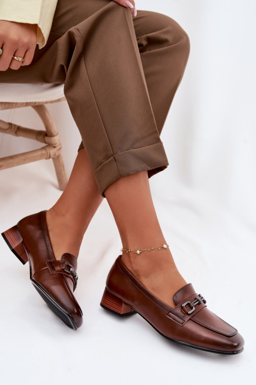 Leer schoenen Dames Op Klok met ornamenten Vinceza 39978 bruine kleur