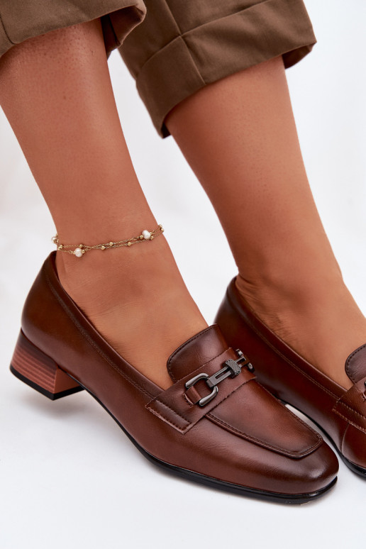 Leer schoenen Dames Op Klok met ornamenten Vinceza 39978 bruine kleur