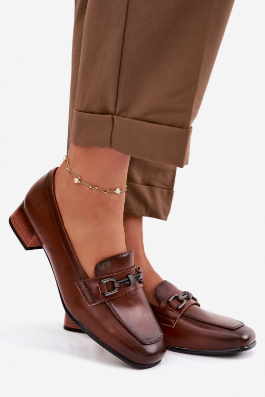 Leer schoenen Dames Op Klok met ornamenten Vinceza 39978 bruine kleur