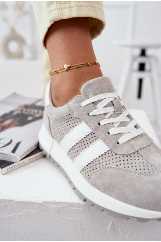 Chaussures modèle baskets FémininActivéturalnego en daimu couleur grise Il fautrceline