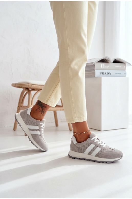 Chaussures modèle baskets FémininActivéturalnego en daimu couleur grise Il fautrceline