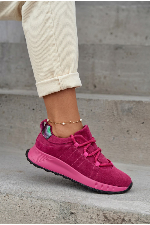 Peau en daim Chaussures modèle baskets Féminin couleur rose Bemela