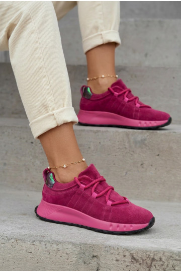 Haut aus INildleder Sneakers Stilvollllschuhe Feminin pinke Farbe Bemela 2