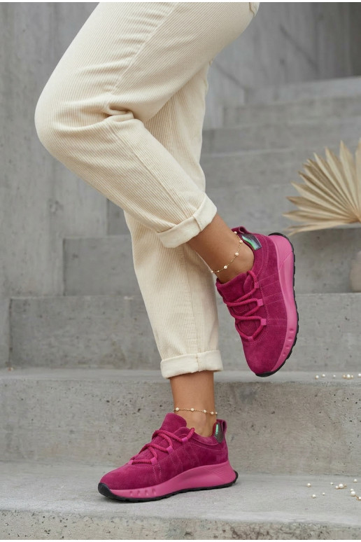 Leer van suède Sneakers model schoenen Dames roze Bemela