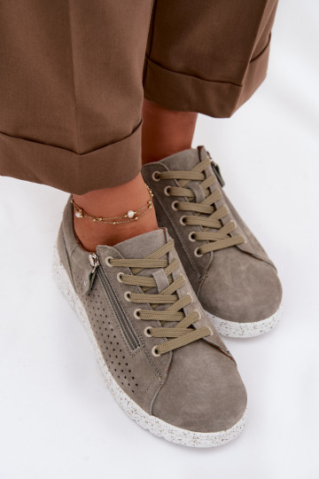 Bottes en daim pour femmes avec fermetures éclair Cemela couleur kaki