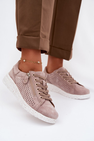 van suède schoenen Dames met ritssluitingen beige Cemela