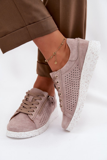 Bottes en daim pour femmes avec fermetures éclair Cemela couleur sable 2