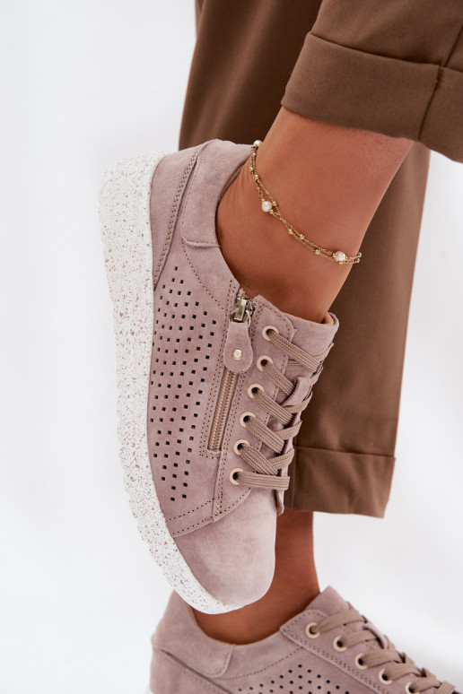 van suède schoenen Dames met ritssluitingen beige Cemela