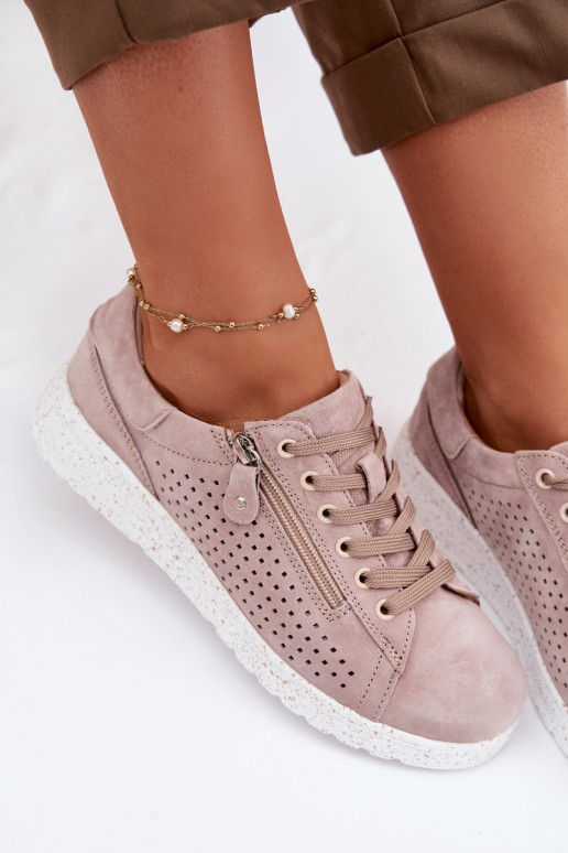 van suède schoenen Dames met ritssluitingen beige Cemela