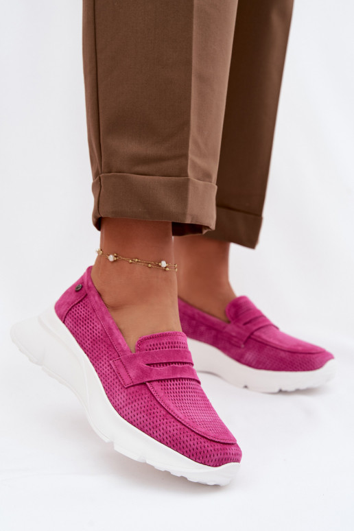 dames mocassinsOpturalnego van suèdeu met platform Vinceza 79626 roze