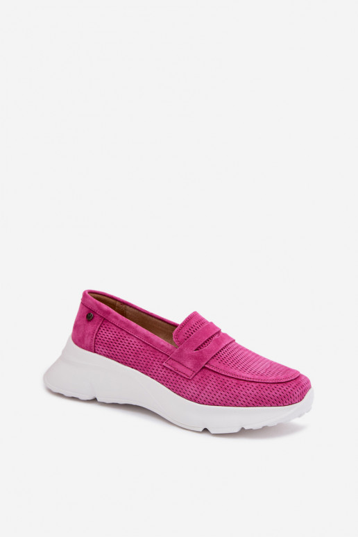 mocassins pour femmesActivéturalnego en daimu avec une plateforme Vinceza 79626 couleur rose