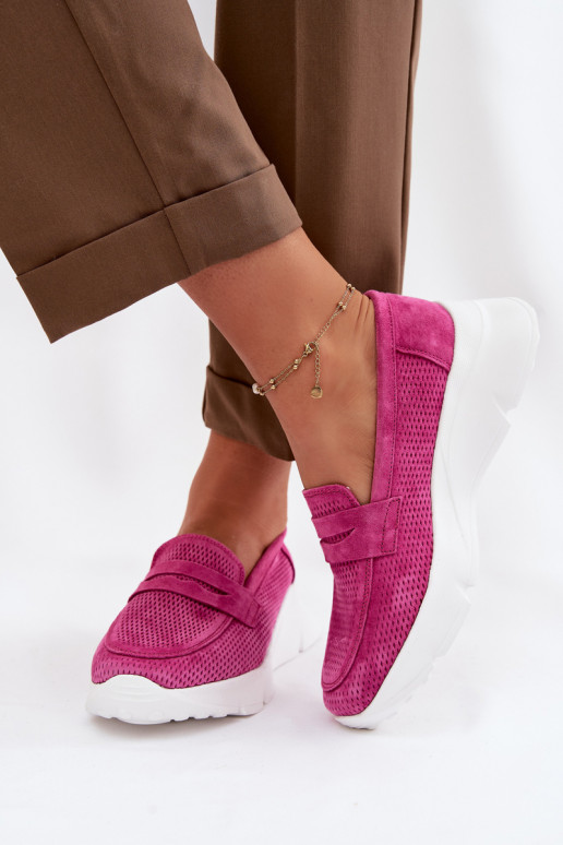 mocassins pour femmesActivéturalnego en daimu avec une plateforme Vinceza 79626 couleur rose