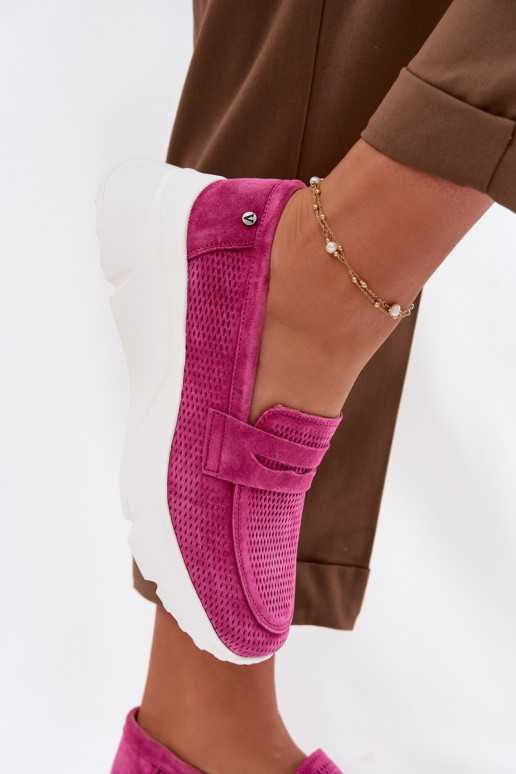 mocassins pour femmesActivéturalnego en daimu avec une plateforme Vinceza 79626 couleur rose