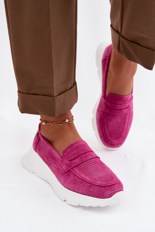 mocassins pour femmesActivéturalnego en daimu avec une plateforme Vinceza 79626 couleur rose