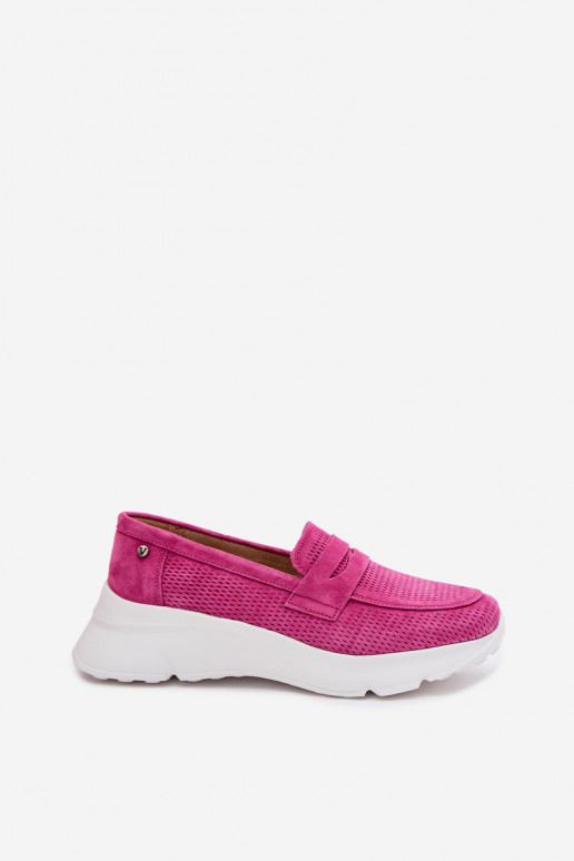 mocassins pour femmesActivéturalnego en daimu avec une plateforme Vinceza 79626 couleur rose