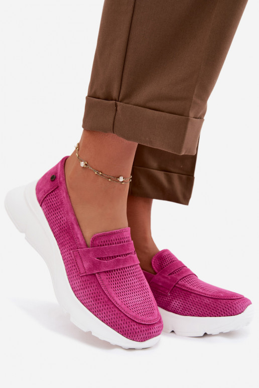 mocassins pour femmesActivéturalnego en daimu avec une plateforme Vinceza 79626 couleur rose