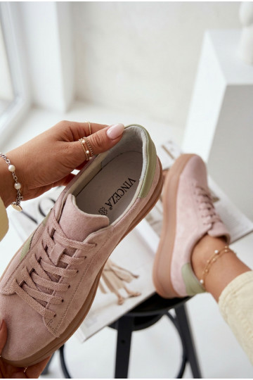 Sneakers model schoenen DamesOpturalnego van suèdeu met platform Vinceza 79597 roze 2