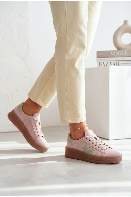 Sneakers model schoenen DamesOpturalnego van suèdeu met platform Vinceza 79597 roze