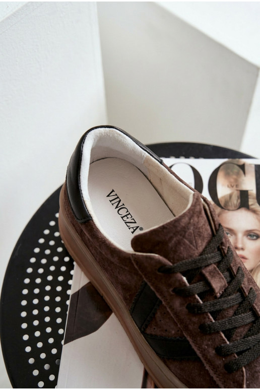 Sneakers model schoenen DamesOpturalnego van suèdeu met platform Vinceza 79597 bruine kleur