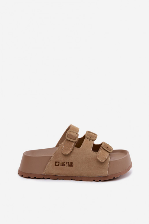 Damespantoffels met platform Met Strepen Big Star TT274529 beige