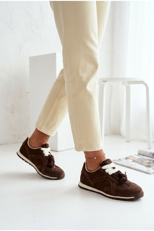 van suède Sneakers model schoenen Dames Vinceza 86427 CzekoladoIne