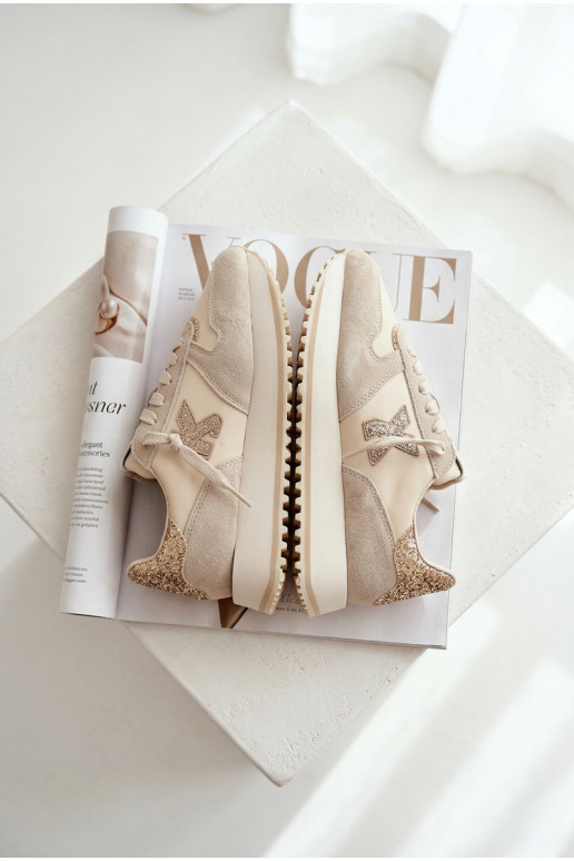 Haut aus INildleder Sneakers Stilvollllschuhe Feminin mit einer Plattform Kobbo 100103 Beige