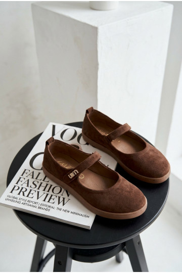 Peau Ballerines en daim Barefoot avec des sangles Zazoo 10206 CzekoladoÀe