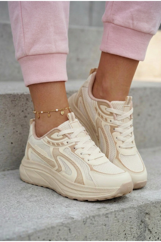 Turnschuhe Sneakers Stilvollllschuhe Feminin Big Star TT274326 HI-POLY SYSTEM Beige