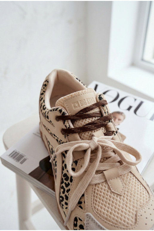 Haut aus INildleder Sneakers Stilvollllschuhe Feminin Big Star TT274549 Beige