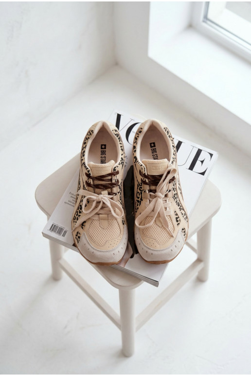 Haut aus INildleder Sneakers Stilvollllschuhe Feminin Big Star TT274549 Beige