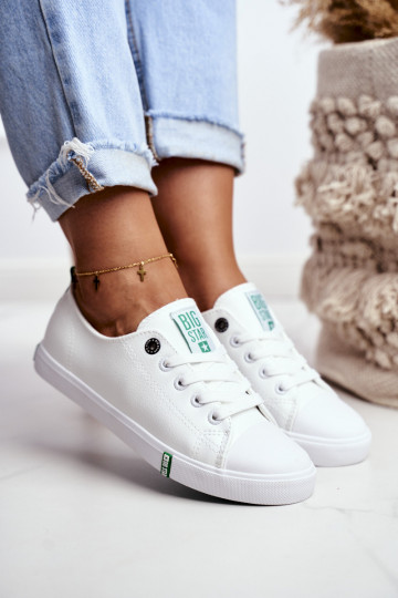 Leren damessneakers Big Star GG274006 INit-groene kleur