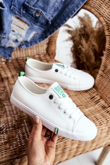 Baskets en cuir femme Big Star GG274006 couleurs blanche et verte 2