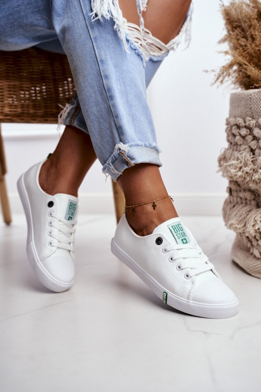 Baskets en cuir pour femme Big Star GG274006 Blanc-couleur verte