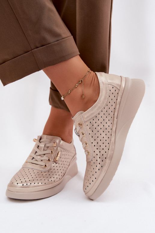 Haut mit durchbrochenen Elementen Schuhe Feminin Vinceza 79603 goldene Farbe