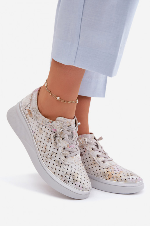 Daim ajouré chaussures Féminin Vinceza 79603 couleur grise