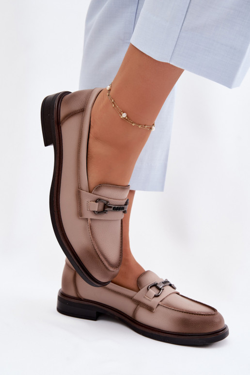 Leer dames mocassins Vinceza 39983 beige