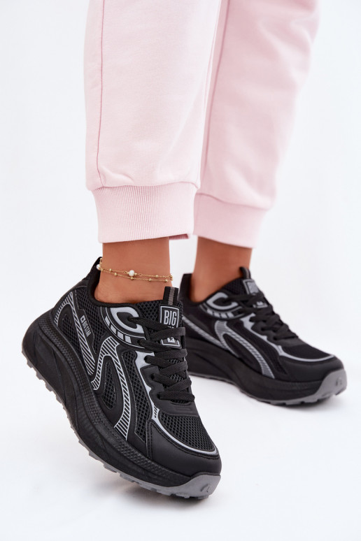 Turnschuhe Sneakers Stilvollllschuhe Feminin Big Star TT274327 HI-POLY SYSTEM schZuarze Farbe