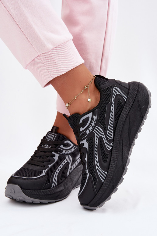 Turnschuhe Sneakers Stilvollllschuhe Feminin Big Star TT274327 HI-POLY SYSTEM schZuarze Farbe