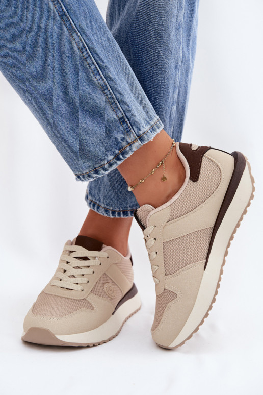 Chaussures modèle baskets Féminin avec une plateforme Big Star TT274275 beige