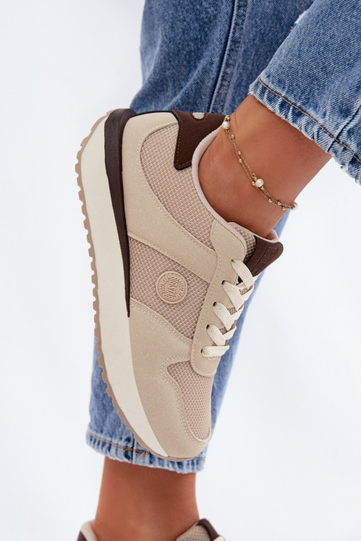 Chaussures modèle baskets Féminin avec une plateforme Big Star TT274275 beige