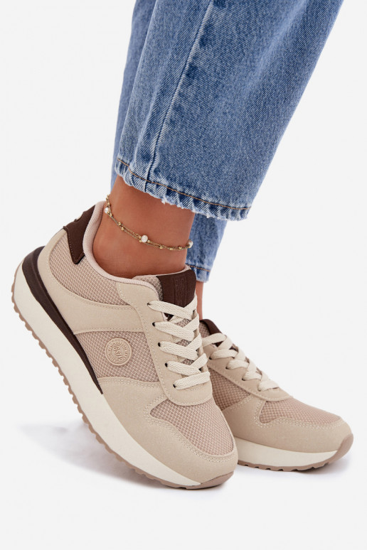 Sneakers model schoenen Dames met platform Big Star TT274275 beige