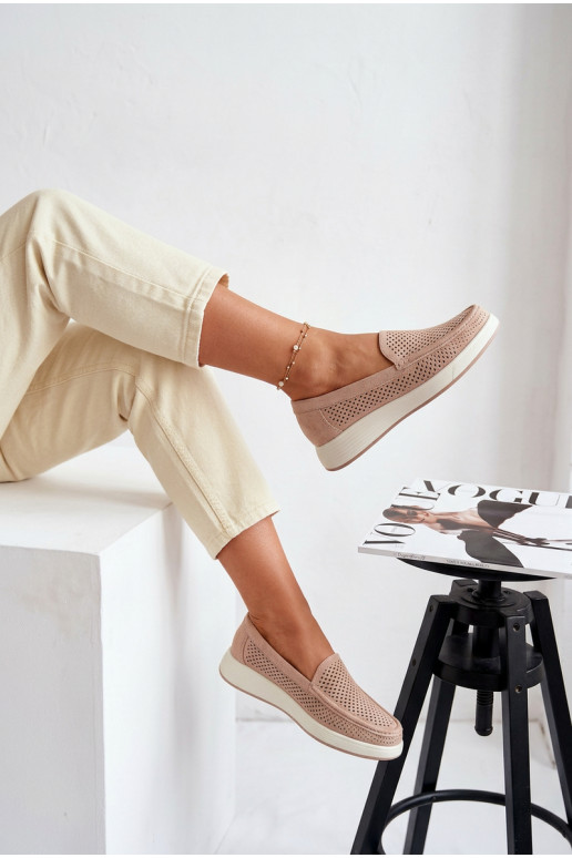 Damen Mokassins mit Lochmuster Sergio Leone MK097H sandfarben