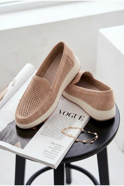 Mocassins pour femmes avec éléments en dentelle Sergio Leone MK097H couleur sable