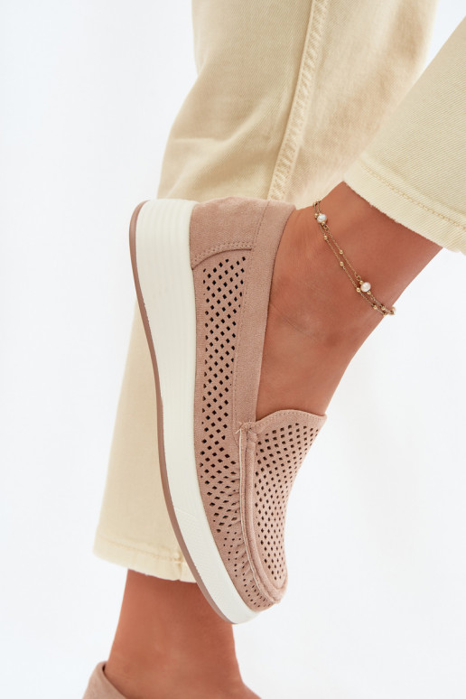 Mocassins pour femmes avec éléments en dentelle Sergio Leone MK097H couleur sable