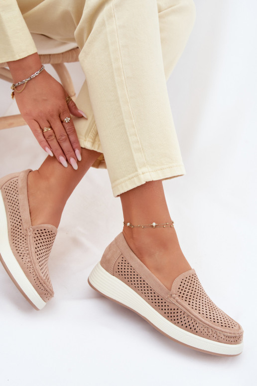 Mocassins pour femmes avec éléments en dentelle Sergio Leone MK097H couleur sable