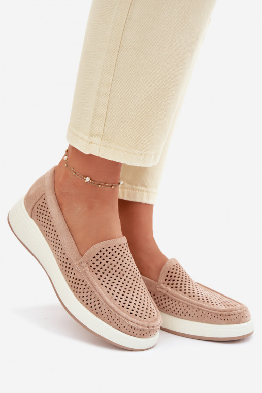 Mocassins pour femmes avec éléments en dentelle Sergio Leone MK097H couleur sable